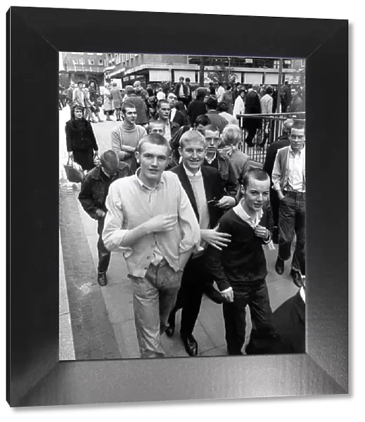 Skinheads in Coventry shopping precinct. 4th October 1969