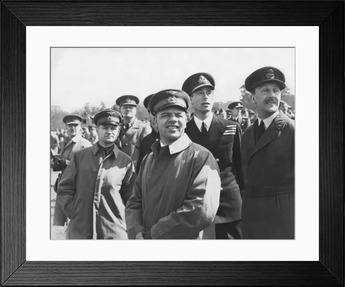 Framed Print : Vice Admiral Lord Louis Mountbatten and members of the Russian Military Mission watch a