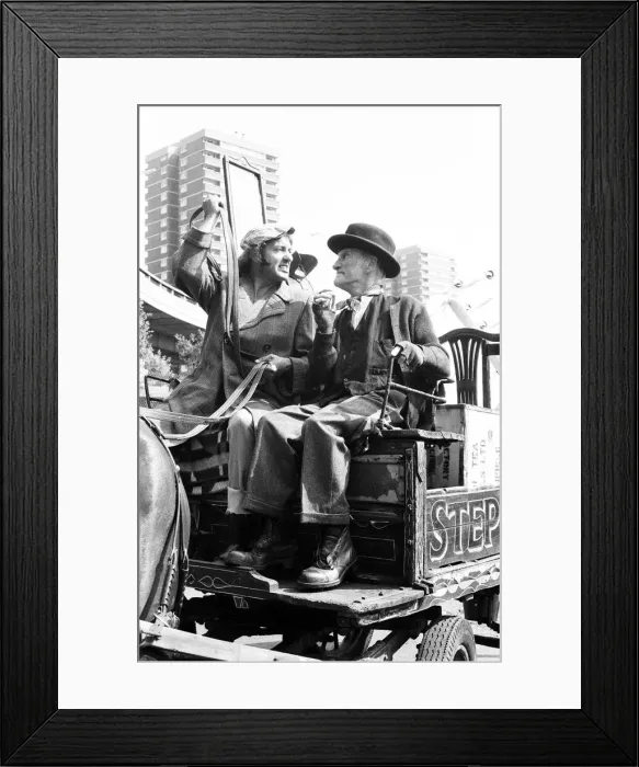 Framed Print : Steptoe and Son actors enjoy a pint in local pub, during break in filming of the BBC Framed Print : Steptoe and Son actors enjoy a pint in local pub, during break in filming of the BBC