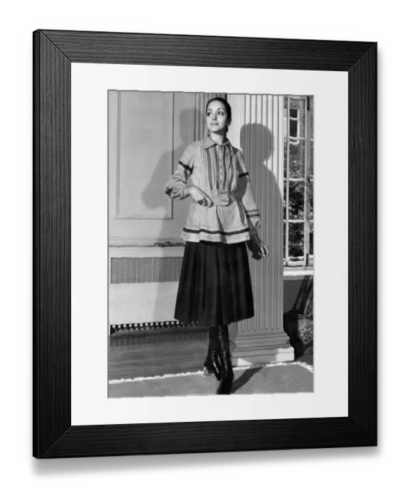 Framed Print : Clothing Fashion 1970: Suede shirting blouse in Bavarian peasant style Framed Print : Clothing Fashion 1970: Suede shirting blouse in Bavarian peasant style
