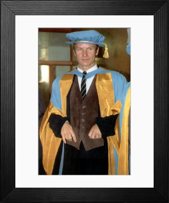 Framed Print : Sting Pop Star After He Received A Honorary Doctorite Of Music At The University Of Framed Print : Sting Pop Star After He Received A Honorary Doctorite Of Music At The University Of