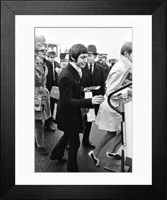Framed Print : The Rolling Stones band member Charlie Watts seen here at London Airport embarking on a