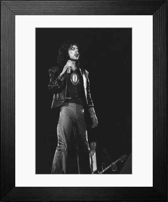 Framed Print : Mick Jagger on stage at the Rolling Stones concert at Knebworth House in Hertfordshire Framed Print : Mick Jagger on stage at the Rolling Stones concert at Knebworth House in Hertfordshire