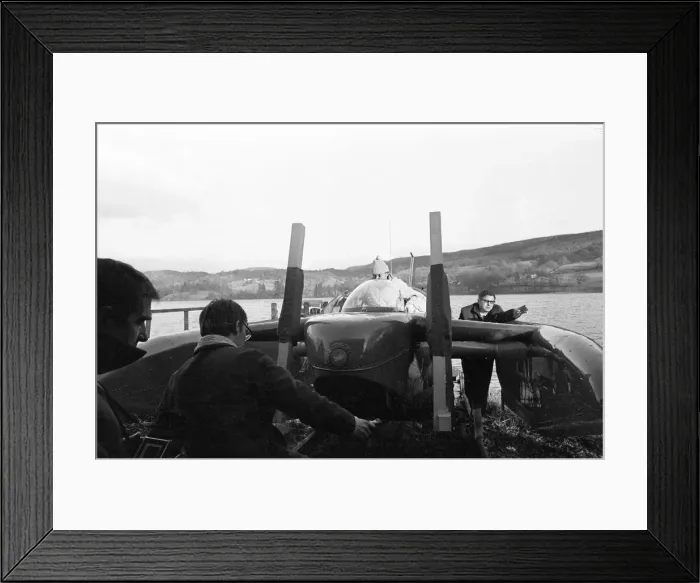 Framed Print : Donald Campbell, Coniston Water, Lancashire, pictures taken on the day of his death Framed Print : Donald Campbell, Coniston Water, Lancashire, pictures taken on the day of his death