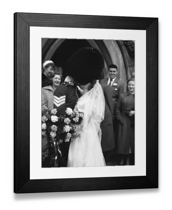 Framed Print : The onlookers were tickled pink at the sight of the tall Guards sergeant in the confetti