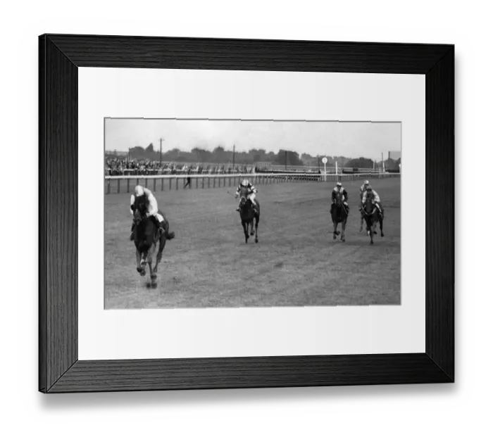 Framed Print : Birmingham Race Course. In the second race at Bromford the favourite Port O Framed Print : Birmingham Race Course. In the second race at Bromford the favourite Port O