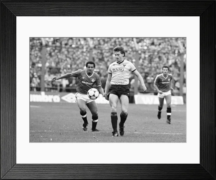 Framed Print : English League Division One match at The Manor Ground. Oxford United 2 v Manchester Framed Print : English League Division One match at The Manor Ground. Oxford United 2 v Manchester