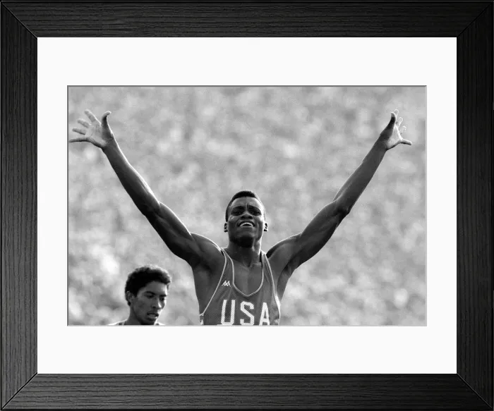 Framed Print : Los Angeles Olympic Games August1984 Carl Lewis of the United states of America Framed Print : Los Angeles Olympic Games August1984 Carl Lewis of the United states of America