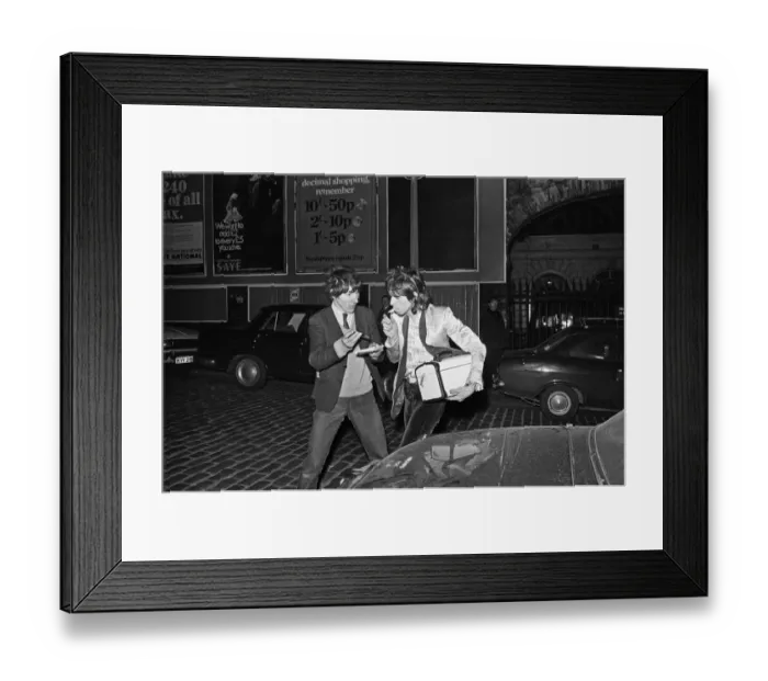 Framed Print : Rolling Stones arriving at Empire Theatre, Liverpool, England. 12th March 1971