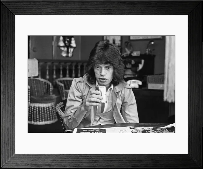 Framed Print : Mick Jagger of the Rolling Stones talking about his recent tour of the States with Framed Print : Mick Jagger of the Rolling Stones talking about his recent tour of the States with
