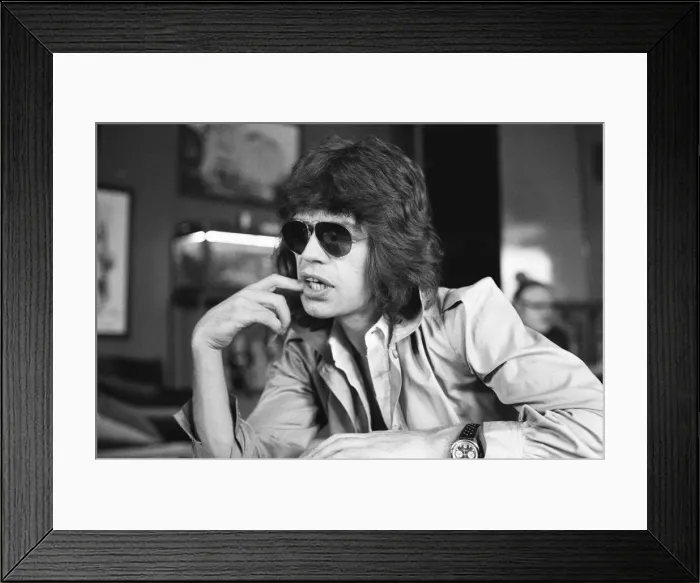 Framed Print : Mick Jagger of the Rolling Stones talking about his recent tour of the States with Framed Print : Mick Jagger of the Rolling Stones talking about his recent tour of the States with