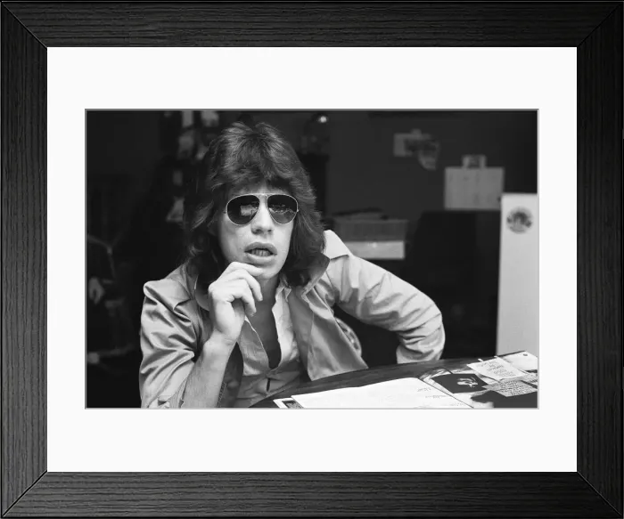 Framed Print : Mick Jagger of the Rolling Stones talking about his recent tour of the States with Framed Print : Mick Jagger of the Rolling Stones talking about his recent tour of the States with