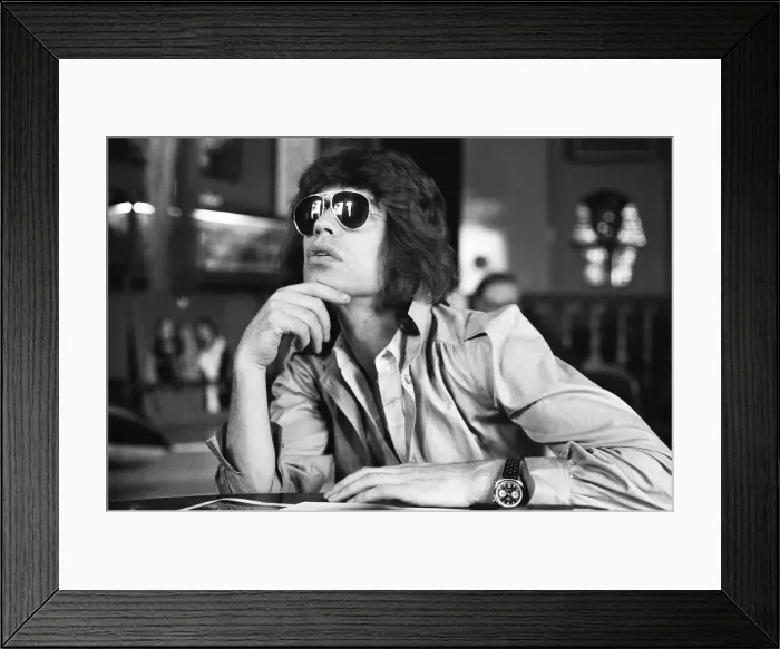 Framed Print : Mick Jagger of the Rolling Stones talking about his recent tour of the States with Framed Print : Mick Jagger of the Rolling Stones talking about his recent tour of the States with