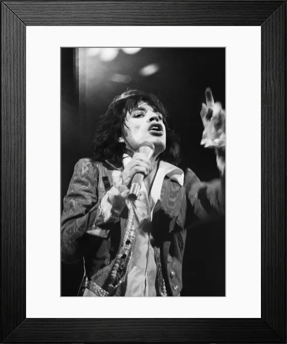 Framed Print : Lead singer Mick Jagger of The Rolling Stones seen here on stage at Earls Court Framed Print : Lead singer Mick Jagger of The Rolling Stones seen here on stage at Earls Court