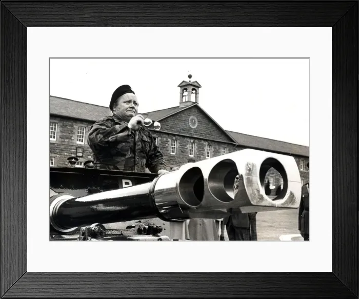 Framed Print : Sir Harry Secombe in 1976 when he was made a honorary Welsh Gunner at Raglan barracks Framed Print : Sir Harry Secombe in 1976 when he was made a honorary Welsh Gunner at Raglan barracks