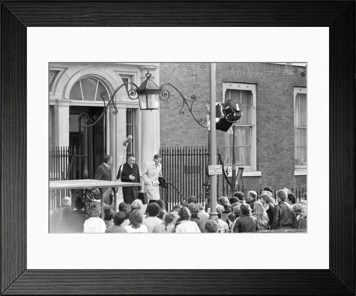 Framed Print : Filming of BBC TV Programme Yes Minister, outside Framed Print : Filming of BBC TV Programme Yes Minister, outside