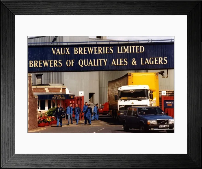 Framed Print : The Vaux Brewery in Sunderland - on the day that it was announced that the North East Framed Print : The Vaux Brewery in Sunderland - on the day that it was announced that the North East