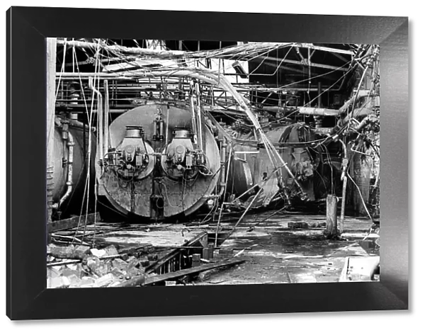 The Vaux Brewery in Sunderland - The wrecked boiler room after an explosion ripped