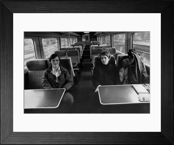 Framed Print : Students Markus Konieszuy, left, and Johannes Blanks, both from Berlin enjoying that