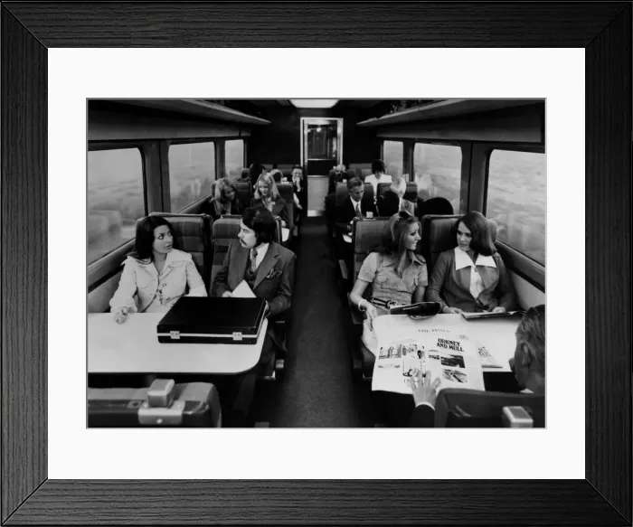 Framed Print : Inside a second class saloon of an Inter-City 125 train on 1st May 1977 Framed Print : Inside a second class saloon of an Inter-City 125 train on 1st May 1977