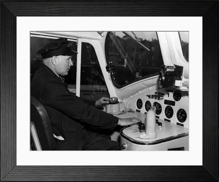 Framed Print : Driver Les Jorda, of Derby, in the driving cab of the first of the most powerful main Framed Print : Driver Les Jorda, of Derby, in the driving cab of the first of the most powerful main