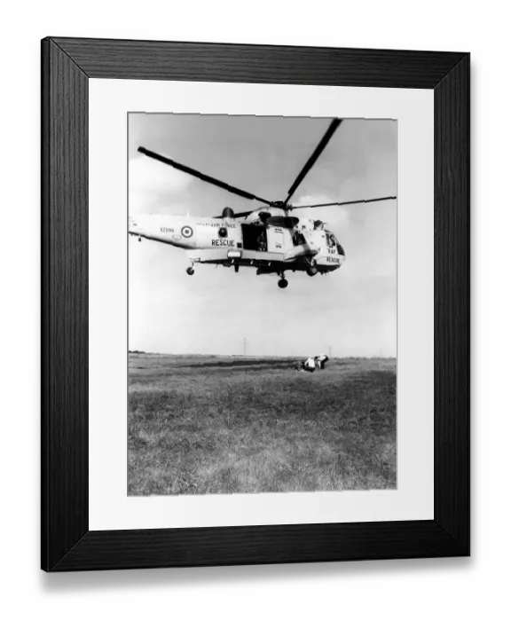 Framed Print : A RAF search and rescue Sea King helicopter from RAF Boulmer. August 1984 Framed Print : A RAF search and rescue Sea King helicopter from RAF Boulmer. August 1984