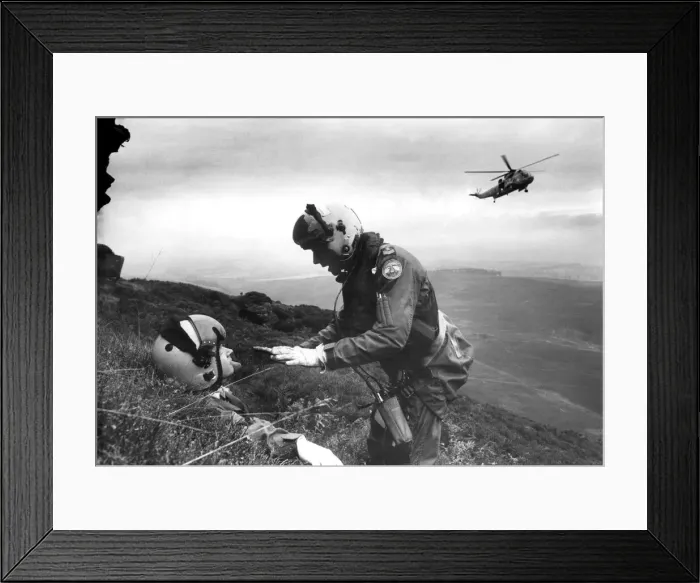 Framed Print : Evening Chronicle reporter Rex Garratt (being rescued) joined a RAF search