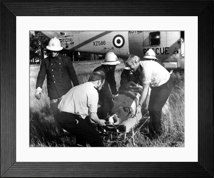 Framed Print : A RAF search and rescue Sea King helicopter from RAF Boulmer arrived in Newcastle with Mr Framed Print : A RAF search and rescue Sea King helicopter from RAF Boulmer arrived in Newcastle with Mr