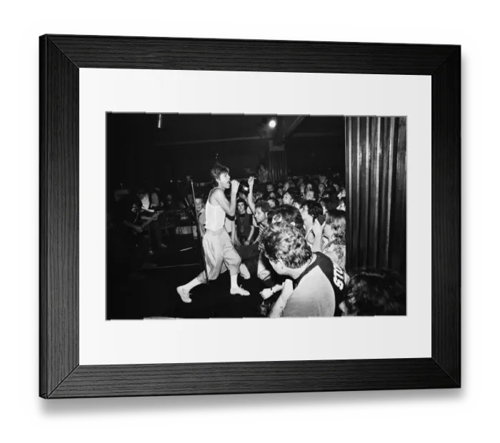 Framed Print : Mick Jagger and the Rolling Stones performing at the 100 club. 1st June 1982