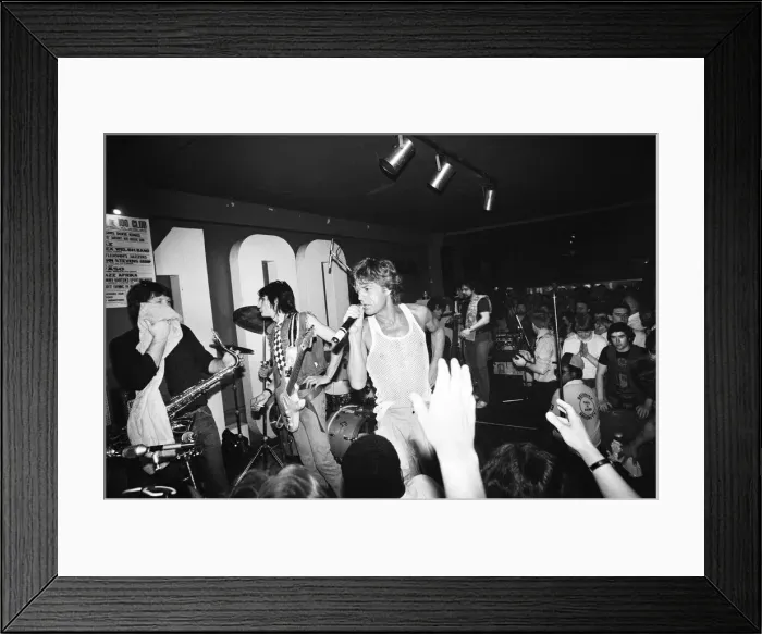 Framed Print : Mick Jagger and the Rolling Stones performing at the 100 club. 1st June 1982 Framed Print : Mick Jagger and the Rolling Stones performing at the 100 club. 1st June 1982
