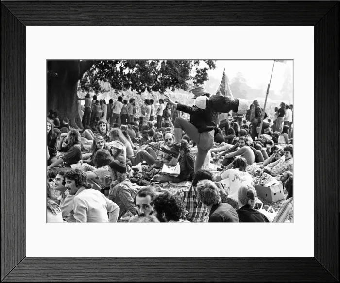 Framed Print : Hugh crowds gather to watch the Rolling Stones in concert at Knebworth House