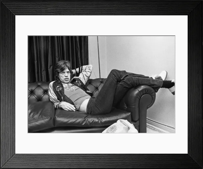 Framed Print : Mick Jagger lead singer with the Rolling Stones seen here relaxing in a West End hotel