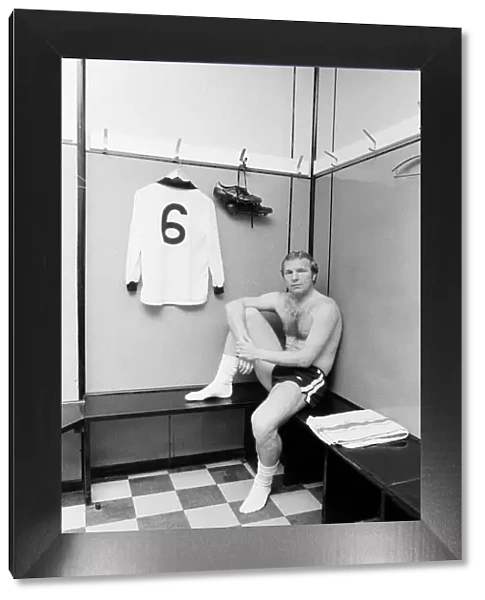 Fulham footballer Bobby Moore sits alone in the dressing room at Craven Cottage with his