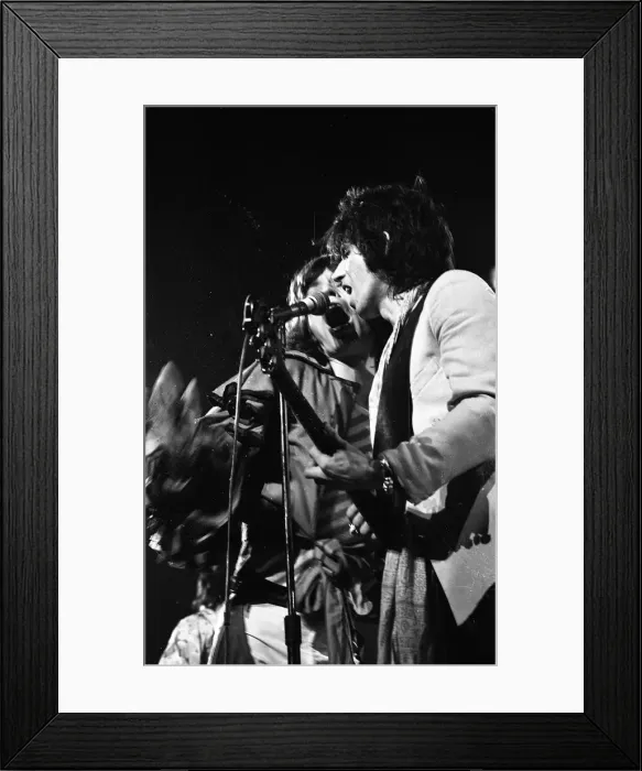 Framed Print : Mick Jagger and Keith Richards performing on stage during a Rolling Stones concert Framed Print : Mick Jagger and Keith Richards performing on stage during a Rolling Stones concert