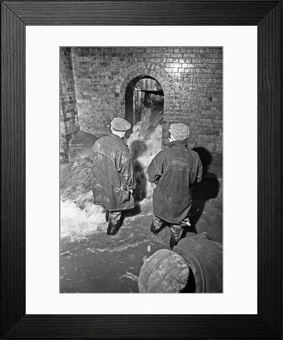 Framed Print : Edward Farmer and his gang seen here going underground cleaning scraps of paper Framed Print : Edward Farmer and his gang seen here going underground cleaning scraps of paper