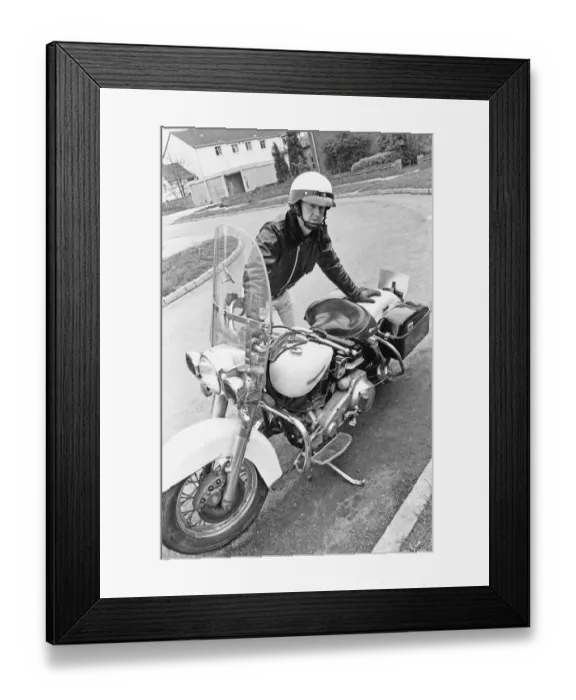 Framed Print : American police enthusiast John Hayes wearing the uniform of LA City Police officer Framed Print : American police enthusiast John Hayes wearing the uniform of LA City Police officer