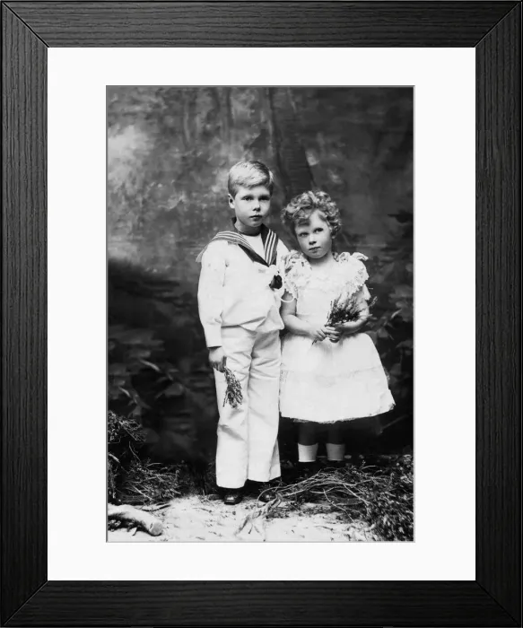 Framed Print : The Prince of Wales and the Princess Royal pose for a portrait Framed Print : The Prince of Wales and the Princess Royal pose for a portrait