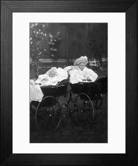 Framed Print : Prince of Wales and Duke of York pictured here in their high prams as babies Framed Print : Prince of Wales and Duke of York pictured here in their high prams as babies