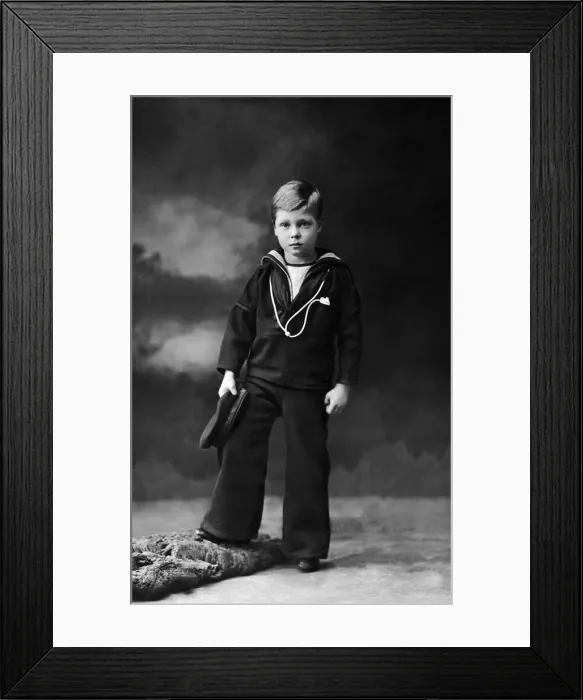 Framed Print : Prince of Wales at the age of Seven poses for a portrait in his sailor suit Framed Print : Prince of Wales at the age of Seven poses for a portrait in his sailor suit