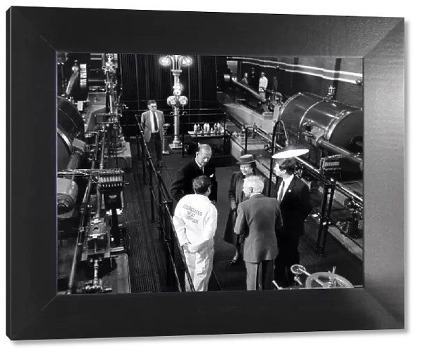 The Queen visits Manchester, 21st March 1986. Engine Hall at Trencherfield Mill