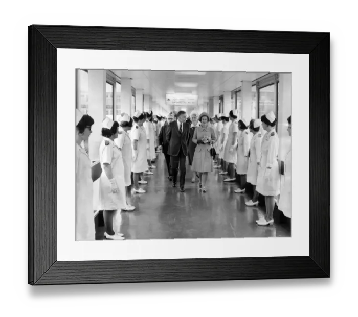 Framed Print : The Queen visits new £6 million Leighton Hospital in Crewe, 4th May 1972 Framed Print : The Queen visits new £6 million Leighton Hospital in Crewe, 4th May 1972