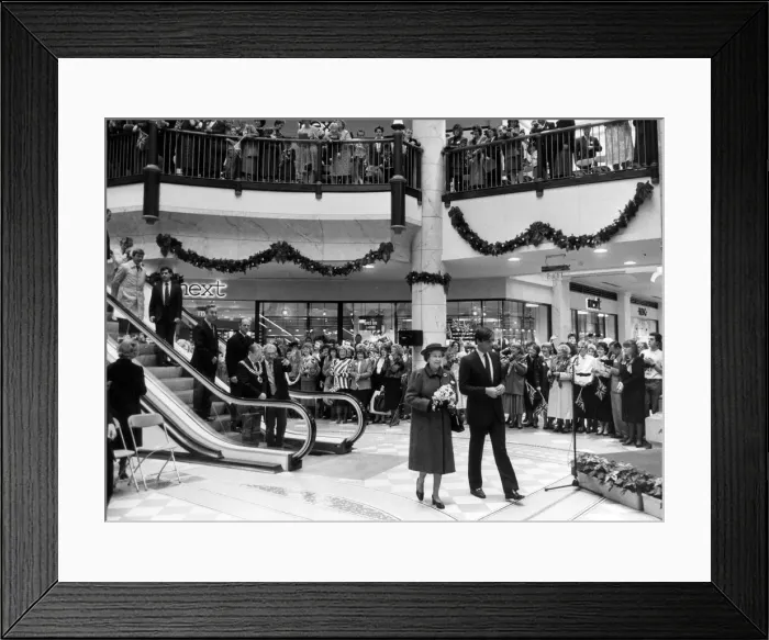 Framed Print : The Queen visits Bolton, Greater Manchester, 1st December 1988. Shopping Centre Framed Print : The Queen visits Bolton, Greater Manchester, 1st December 1988. Shopping Centre