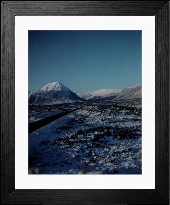 Framed Print : Buchaille Etive Mhor, Pass of Glencoe in winter Scotland 1981 Framed Print : Buchaille Etive Mhor, Pass of Glencoe in winter Scotland 1981