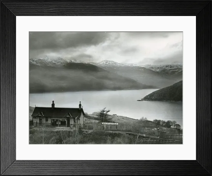 Framed Print : Whistlefield station on the road to Arrochar With Loch Goil