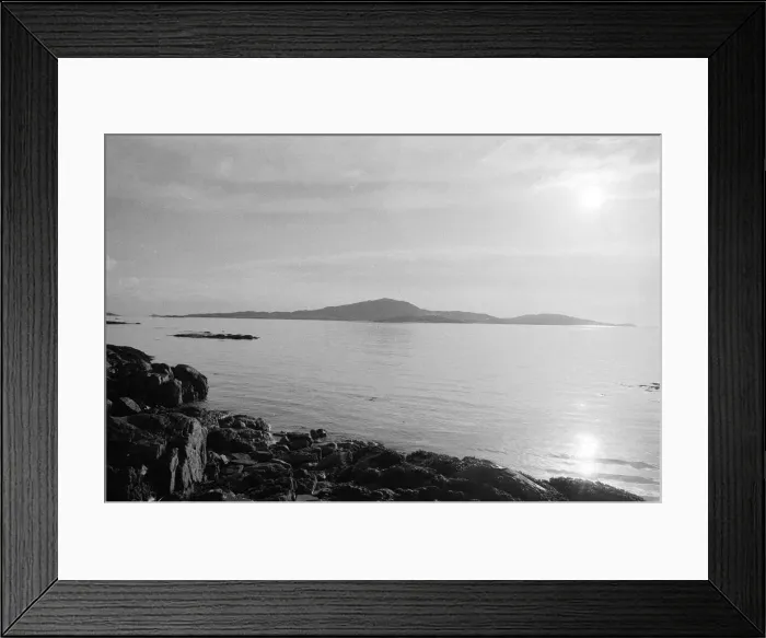 Framed Print : View looking out from Eriskay, Island in the Outer Hebrides. 5th february 1988