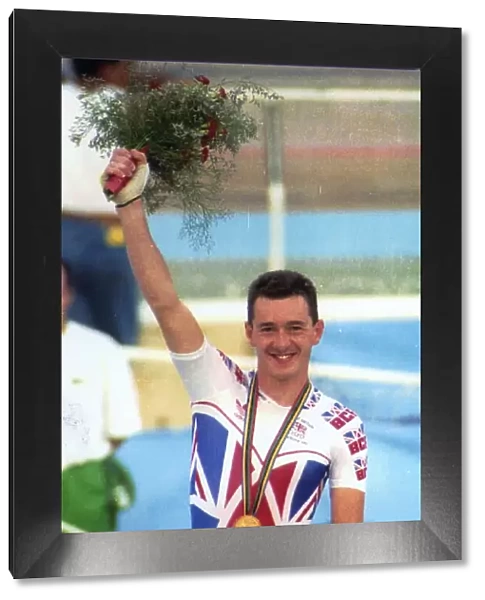 Chris Boardman Cycling at the award ceremony after winning a gold medal at the 1992