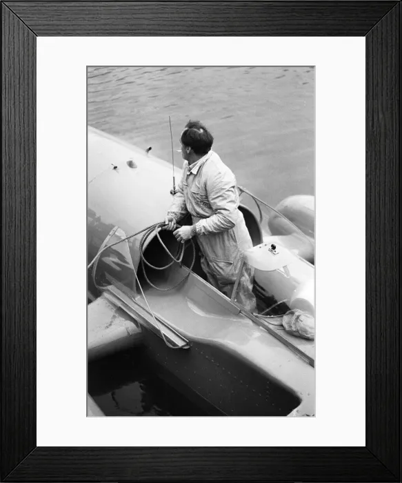 Framed Print : Donald Campbell & Bluebird K7 at Coniston Water, Friday 4th November 1966