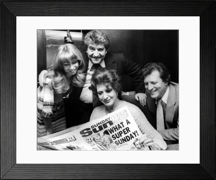 Framed Print : Among the first to get a sneak preview of the new look Sunday Sun were four famous faces