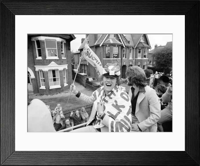 Framed Print : Southampton FC, FA Cup Winners 1976. Players celebrate win with fans during parade Framed Print : Southampton FC, FA Cup Winners 1976. Players celebrate win with fans during parade