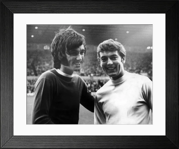 Framed Print : Manchester United footballer George Best with Middlesbrough winger Eric McMordie before